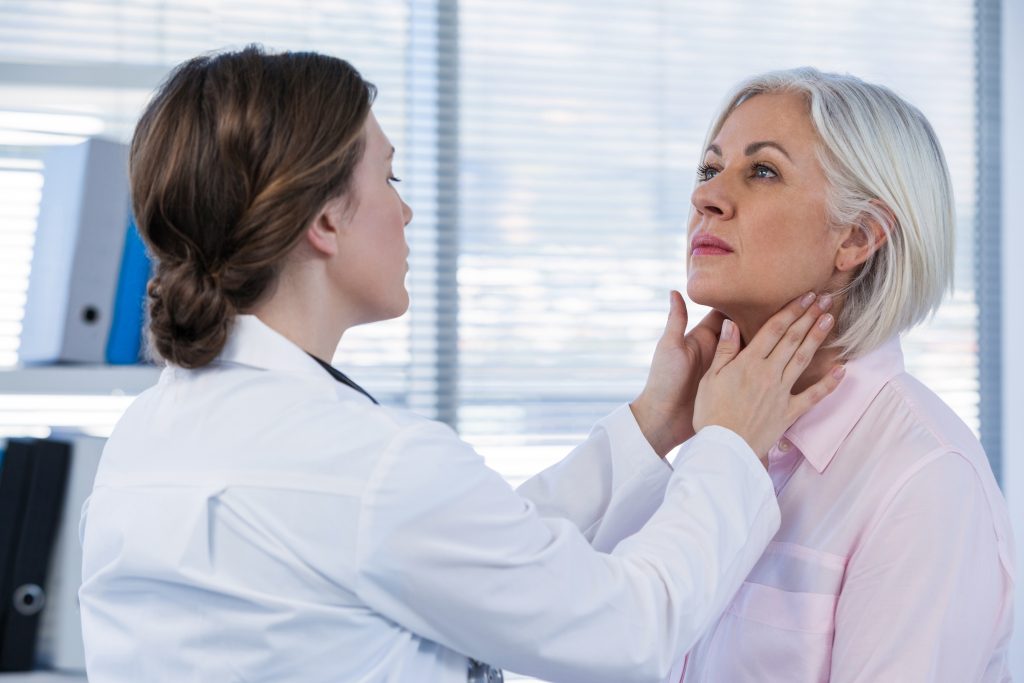 Speech Therapy, Nurse touching vocal chords.